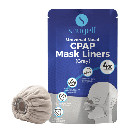 Snugell Universal Nasal CPAP Mask Liners - 4-Pack - Gray - Ultra Soft Cotton Fabric - Compatible with Most Major Nasal Masks - Reusable & Washable - Helps Maintain Mask Cool and Dry