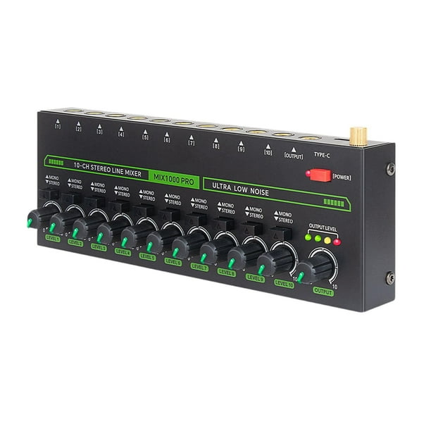 Consola de mezcla de audio de 10 canales para micrófonos y guitarras