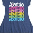 thumbnail image 3 of Barbie - Stacked Rainbow Logo - Toddler And Youth Girls Fit And Flare Dress, 3 of 4