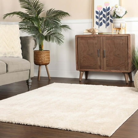 Superior California Shag Non-Slip Indoor Area Rug  7  x 10   Ivory