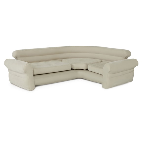 Intex Inflatable Corner Living Room Air Mattress Sectional Sofa, Beige