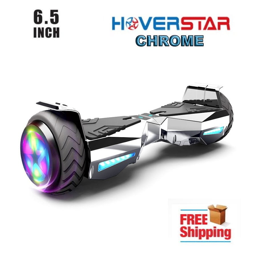 Longtime 6.5 Chrome Metallic Hoverboard Self Balancing Scooter with Speaker LED Lights Flashing Wheels Metallic Blue 