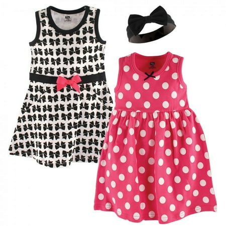 UPC: 0660168552416 | Hudson Baby Infant Girl Cotton Dress and Headband 3pc Set  Bow  9-12 Months
