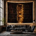 thumbnail image 6 of Grand Library with Tall Bookshelves and Golden Archway, Cozy Vintage for Book Lovers, Scholarly Decor, Graduation Gift, Tapestry Wall Hanging for Home Library and Study Room, 6 of 7