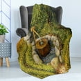 thumbnail image 4 of Peace Garden Soft Flannel Fleece Blanket, Tranquil Nature Scenery with a Stone Lantern and Water Basin Early Autumn Season, Cozy Plush for Indoor and Outdoor Use, 60" x 80", Multicolor, by Ambesonne, 4 of 5