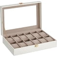 thumbnail image 4 of SONGMICS HOME Caja de Relojes para 12 Relojes, Estuche de Relojes, 20.2 x 30.2 x 7.8 cm, Blanco y Beige, 4 of 6