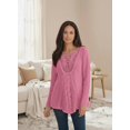 thumbnail image 2 of Roaman's Women's Plus Size Lace Yoke Pullover Sweater, 2 of 6