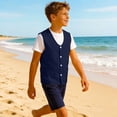 thumbnail image 4 of hotojiny Baby Boys Girls Lightweight Vest Kids Sleeveless Button down Jacket Unisex Infant Formal Waistcoat for 3-12 Years, 4 of 7
