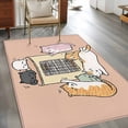 thumbnail image 3 of Pink Brown Cute Cat Kitchen Runner Rug 2.7x5 Washable Runners for Hallway Non Slip Cartoon Funny Heater Cats Large Area Rug Indoor Floor Carpet for Bathroom Laundry Entryway Bedroom Living Room, 3 of 8