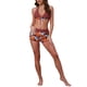 thumbnail image 2 of INSPIRAR CHIC Conjuntos de Bikini de Mujer con Estampado de Hojas y Bloque de Color de 2 Piezas, Top Halter y Pantalones Cortos de Baño, Trajes de Baño Pequeños Rojos y Marrones, 2 of 5