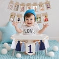 thumbnail image 7 of Baby First Birthday Party Decorations First Highchair Banner For Baby Boys Blue High Chair Banner Crown Cake Topper Baby Photo Banner 1st Birthday Photo Backdrop, 7 of 7