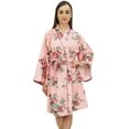 thumbnail image 3 of Bimba Women's Floral Printed Short Kimono Robe Bridal Wedding Cover Up Wrap-18, 3 of 5