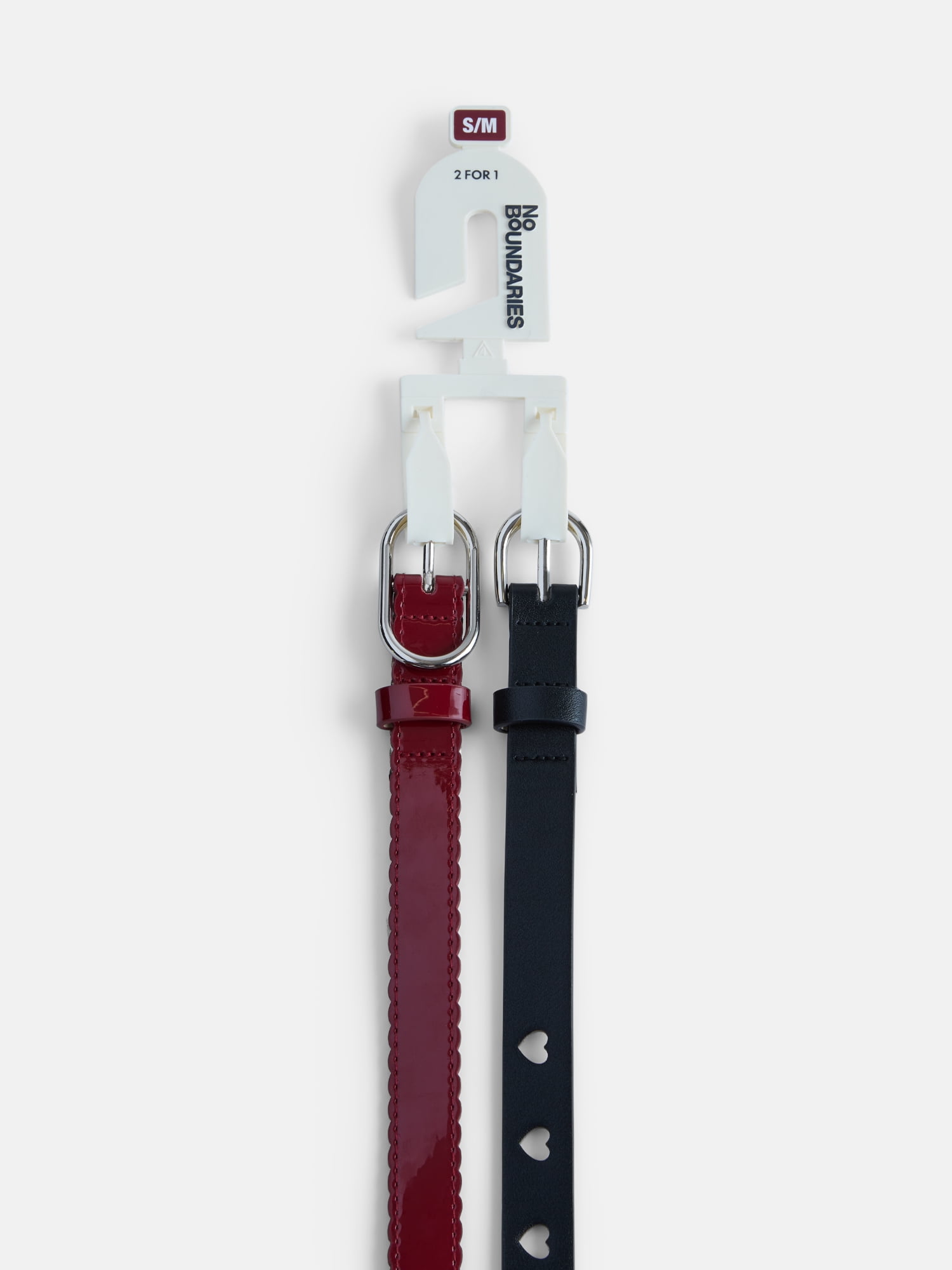 No Boundaries Women's Faux Leather Belts, 2 Pack