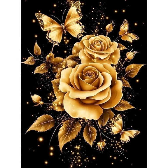 CSZPPQAF Diamond Painting Kits for Adults Unisex ,11.8×15.8 in Golden Rose 5D DIY Diamond Art  Kits for Home Wall Decor