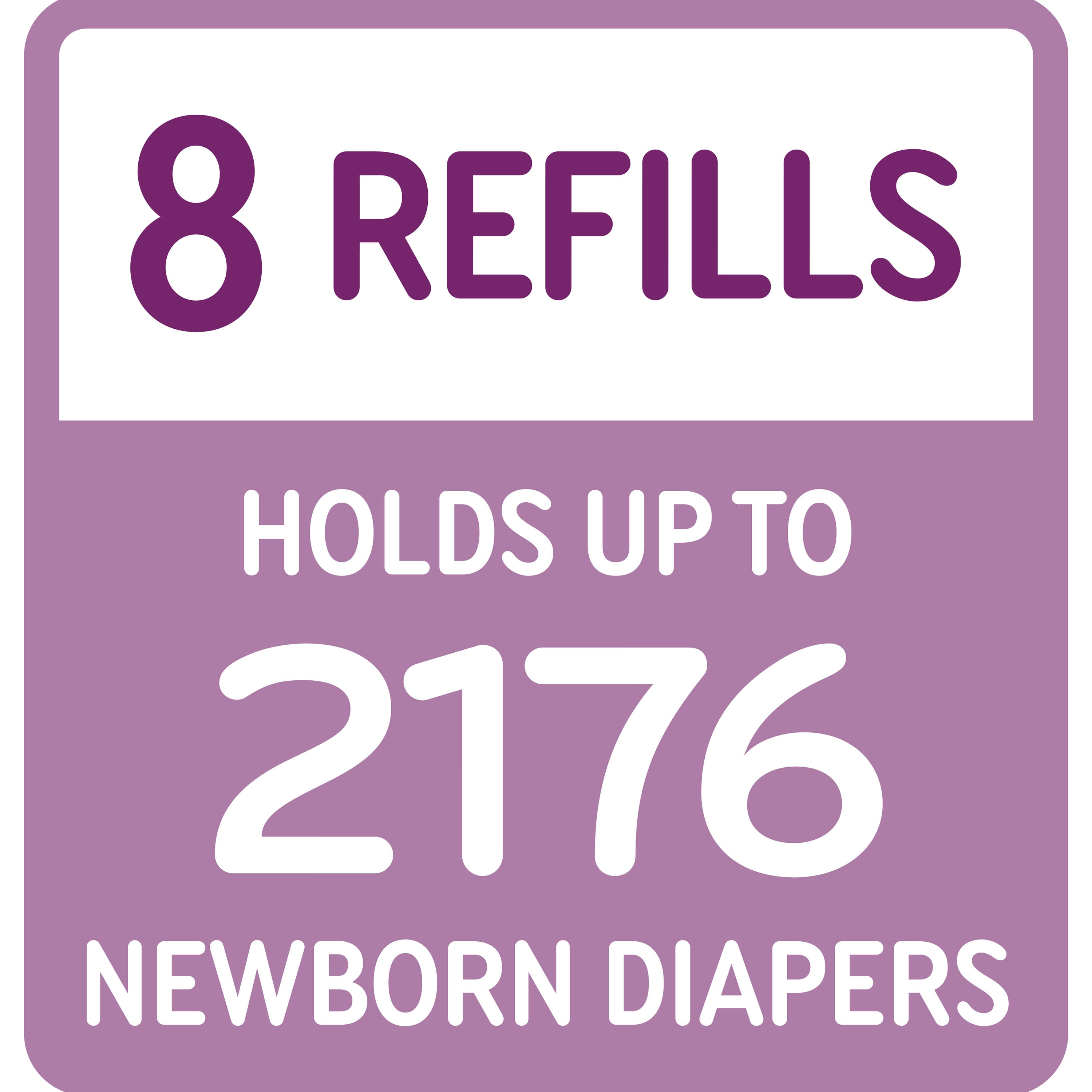 (3 pack) Parent's Choice Diaper Pail Refills, Holds up to 2,176 Newborn Diapers, 8 Count
