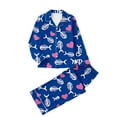 thumbnail image 2 of Lovzfmll Pajama Set for Women, Valentine's Day Print Long Sleeve Set, Collared Sleepwear Two-Piece, Cute & Comfortable Loungewear Blue, M, 2 of 8