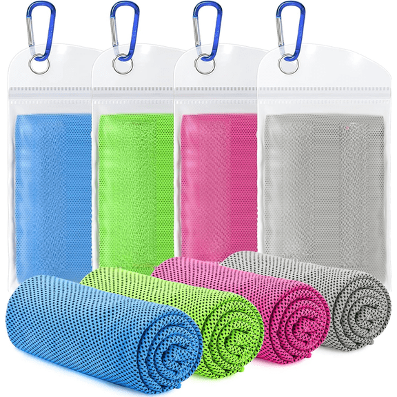4 Pack Cooling Towels (40"x12"), Cooling Neck Wraps, Ice Towel, Soft Breathable Chilly Towel,Microfiber Towel for Yoga,Sport,Running,Gym,Workout,Camping,Fitness,Workout & More Activities