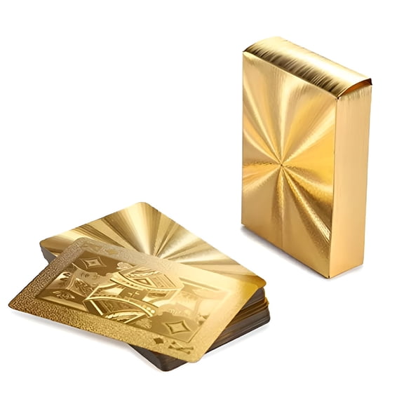 BESTSKY Golden Plated Poker Playing Cards, Waterproof PVC Table Deck with Smooth Edges, Washable Classic Card Pack for Family Game Night