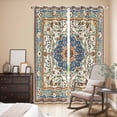 thumbnail image 3 of Ethnic Rustic Kitchen Curtains 84 Inch Length, Boho Southwestern Antique Orange Blue Green Grommet Top Bedroom Living Room Curtains, Light Filtering Cafe Curtain Drapes 2 Panels Set 84''x84'', 3 of 9