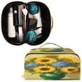 thumbnail image 4 of Iauyy Rhombus Cosmetic Bag with Handle Large Capacity Luxury Twill Travel Makeup Bag ,Blue Hydrangea, 4 of 8