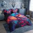 thumbnail image 2 of Erosebridal Winged Wolf Red Roses Aurora Print Twin Bedding Sets, Fantasy Wildlife Bedding Comforter Set for Men and Women, Black Reversible 7 Pieces, 2 of 6