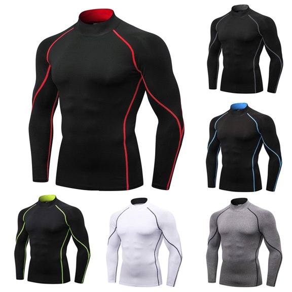 Utoimkio Men's Athletic Compression Shirts Dry Athletic Workout Running T Shirts Long Sleeve Top Sport Shirts