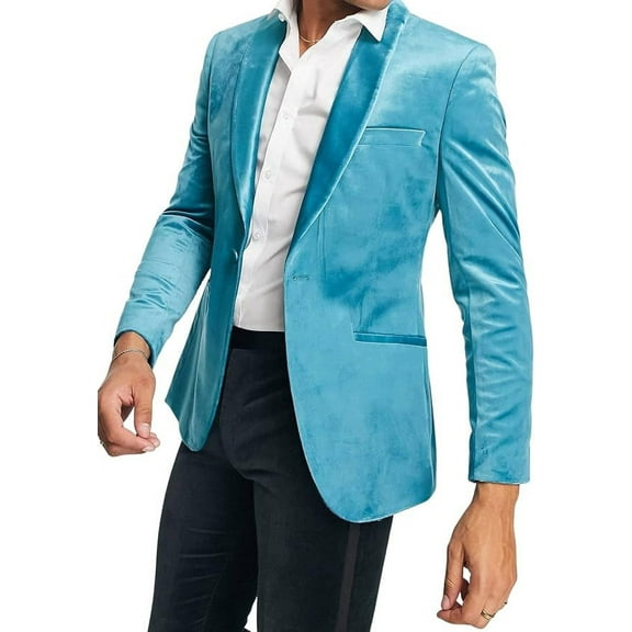 Men's Velvet Blazer Shawl Lapel Velour Suit Jacket One Button Tuxedo Jackets for Wedding Prom Party Dinner 