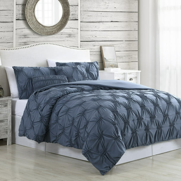 Modern Threads 5 Piece Solid Textured Comforter Set, Alanis Blue, King
