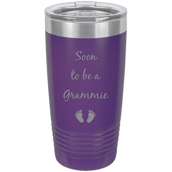 Soon to be a Grammie Stainless Steel Engraved Insulated Tumbler 20 Oz Travel Coffee Mug, Purple