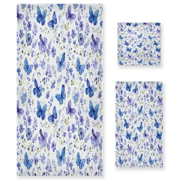 3 Sizes of Towel Sets Including Bath Towel Hand Towel and Washcloth for Daily Use Purple Hues