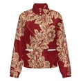 thumbnail image 5 of Jackets for Women Winter Coat Jackets Flannel Stand Collar Jacket(Red Gold Floral Ornate Design,Size:S-4XL), 5 of 7