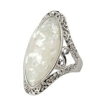 CILENON Vintage Illu-Sion Shell Ring Women'S Ring Jewelry Rings Gift Ring Carved Ring (White,7)