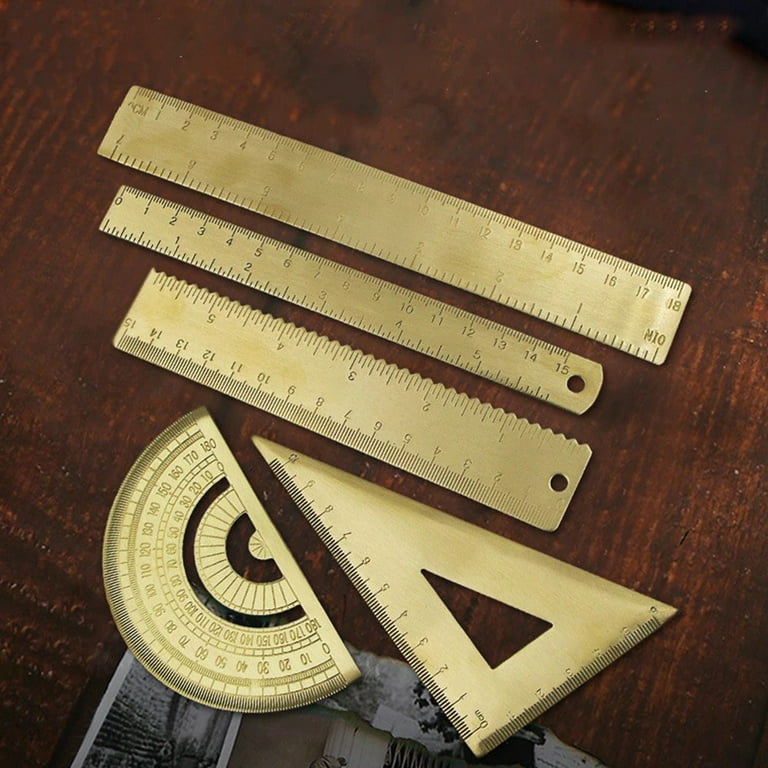 Mini Portable Golden Brass Ruler With Hang Vintage Metal Measure Tools  Small Stationery Accessories 6cm Scale