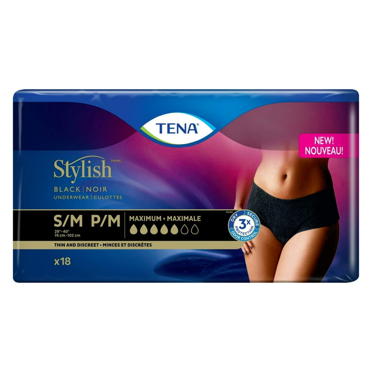 TENA Stylish Black Incontinence Bladder Control Underwear for