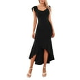 thumbnail image 1 of SUNSIOM Femmes Robe Longue Bodycon Couleur Unie V-Cou Volants Queue de Poisson Robe Sans Manches Été Croix Dos Nu Partie Robe, 1 of 6