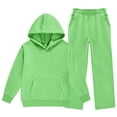 thumbnail image 6 of Girls Sweatsuit Fashion 2 Piece Hoodie and Sweatpants Set 5-14 Years Hooded Sweatshirts and Wide Leg Joggers Warm Tracksuit with Pockets, 6 of 7