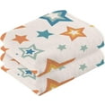 thumbnail image 2 of Dreamtimes Face Hand Towel Set Colourful Star Shape on Neutral Beige Background Cotton Washcloths, Quick-Dry Highly Absorbent Bath Towel- Pack of 2, 2 of 7