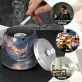 thumbnail image 4 of Yayeee Ashtray with Lid for Cigarette Smokeless Stainless Steel Home Ash Holder, Ethereal Mountain, 4 of 7