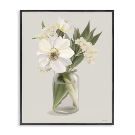 Stupell Industries Spring Flower Bundle Vase Floral Painting Black Framed Art Print Wall Art, 11 x 14