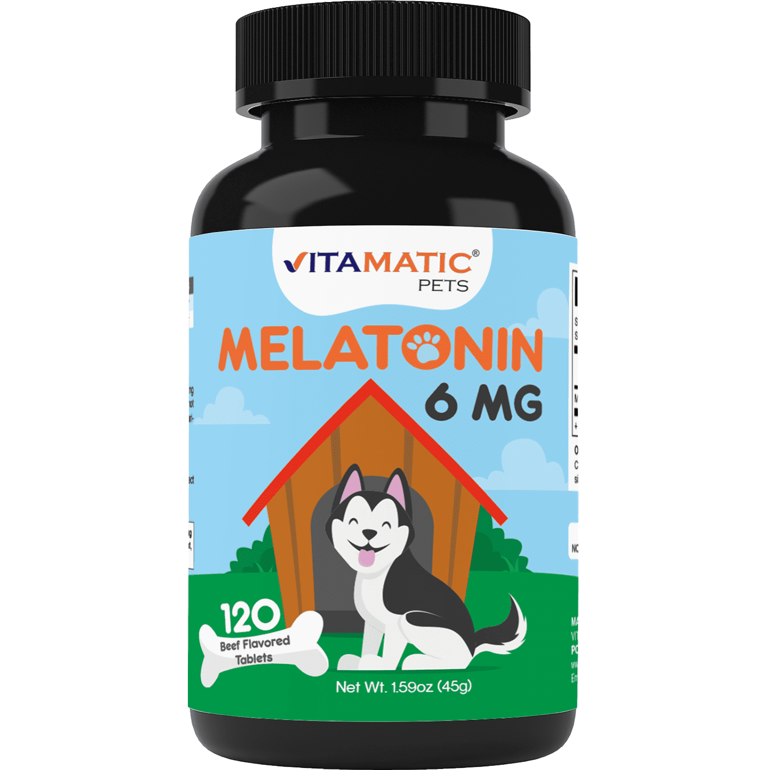 (3 pack) Vitamatic Melatonin for Dogs - 6 mg - 120 Beef Flavored Chewable Tablets