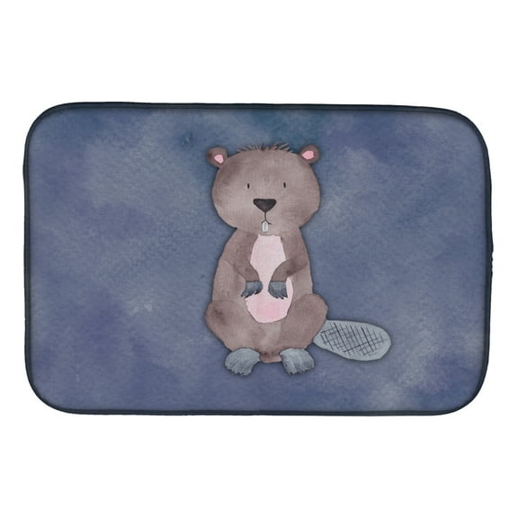 Beaver Watercolor Dish Drying Mat