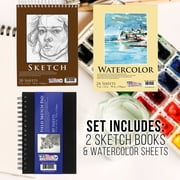 U.S. Art Supply 163-Piece Mega Deluxe Art Painting, Drawing Set in Wood Box, Desk Easel - Artist Paint Pad, 2 Sketch Pads, 24 Watercolor Paint Colors, 24 Oil Pastels, 24 Colored Pencils, 60 Crayons