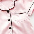 thumbnail image 4 of Doomiva Boys Girls Satin Silk Sleepwear Unisex Summer Outfits 2-Piece Short Sleeve Button Down Shirts with Pants Set Pink 80/S, 4 of 7