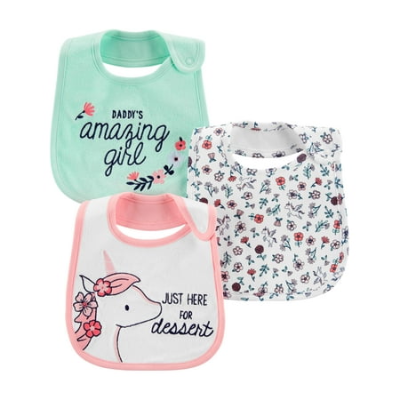 Child of Mine by Carters Baby Girls Bibs, 3-Pack
