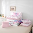 thumbnail image 6 of Castle Fairy Personalized Initial Bowtie P Bedding Comforter Set 7 Pieces for Kids Children Teens,Pink Bow Knot Full Bedding Set Lightweight,Chic Pink Floral Flowers Fitted Sheet Flat Sheet, 6 of 8