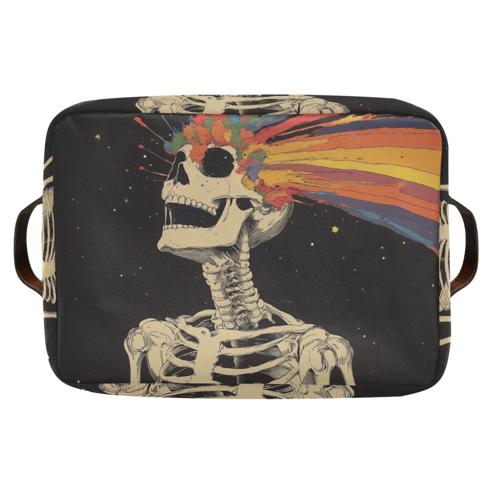 Yayeee 2 Pack Canvas Storage Basket with Handles for Shelves Fabric Bins Closet Organizer, Black Skeleton