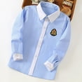 thumbnail image 4 of Babcutegg Boys School Uniform Soild Color with Badge Casual Fashion Lapel Regular Fit Boys School Wear Shirts Blue Size 4-5, 4 of 8