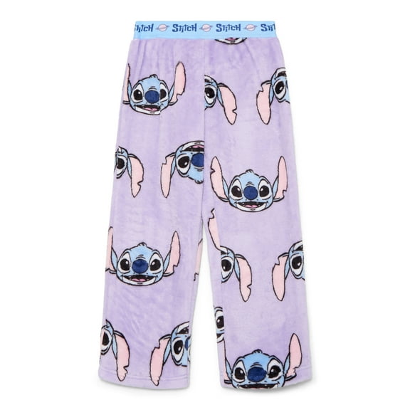 Disney Stitch Little and Big Girls Plush Pajama Pants, Sizes 4-16