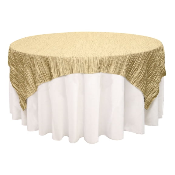 Your Chair Covers - 90 Inch Square Crinkle Taffeta Table Overlay Champagne