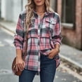 thumbnail image 5 of Feancey Women's Button Down Shirts Long Sleeve Plaid Shacket Lightweight Casual Gingham Shirt Dressy Trendy Going Out Blouses with Pockets Pink L, 5 of 10